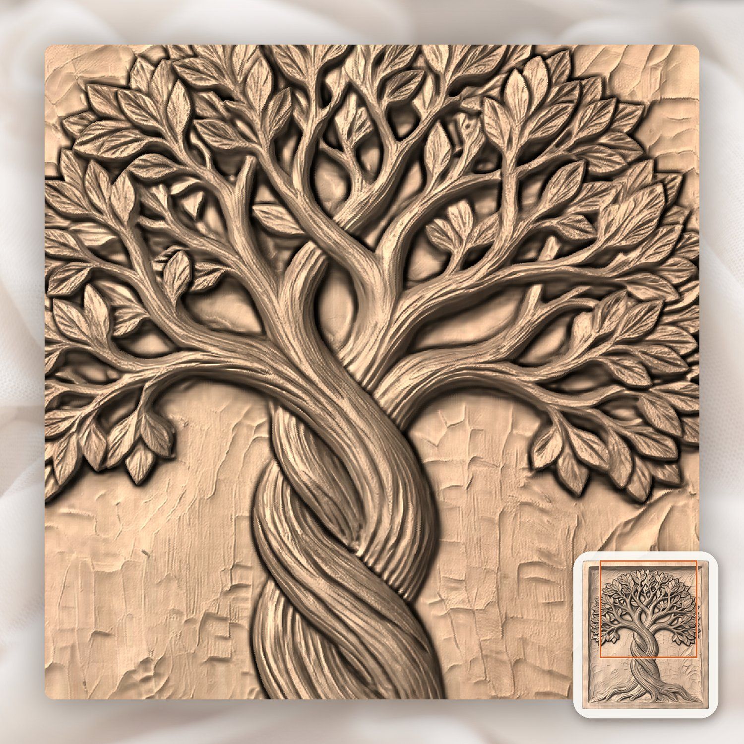 Majestic Tree of Life Twisting Yggdrasil Panel CNC Relief STL bas-relief STL — view 6