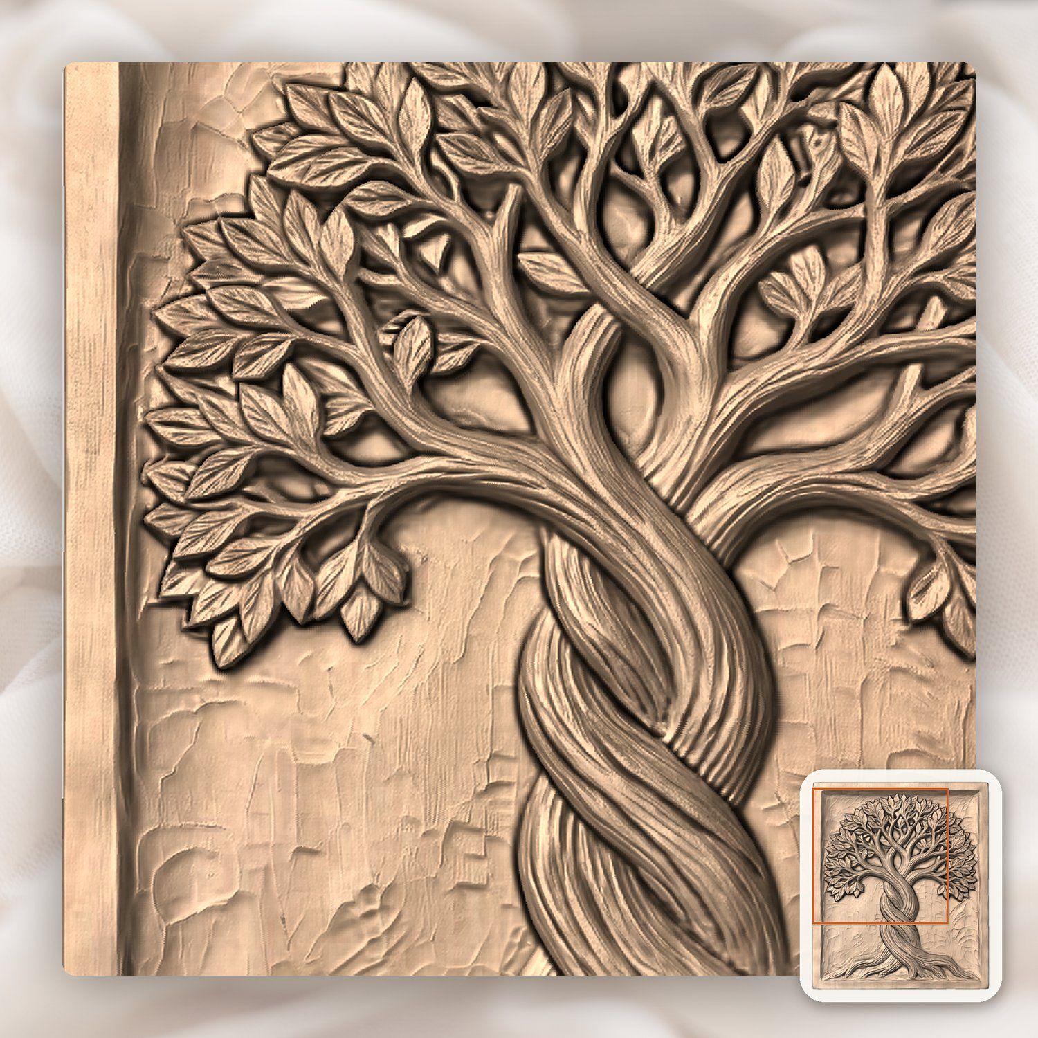 Majestic Tree of Life Twisting Yggdrasil Panel CNC Relief STL bas-relief STL — view 7