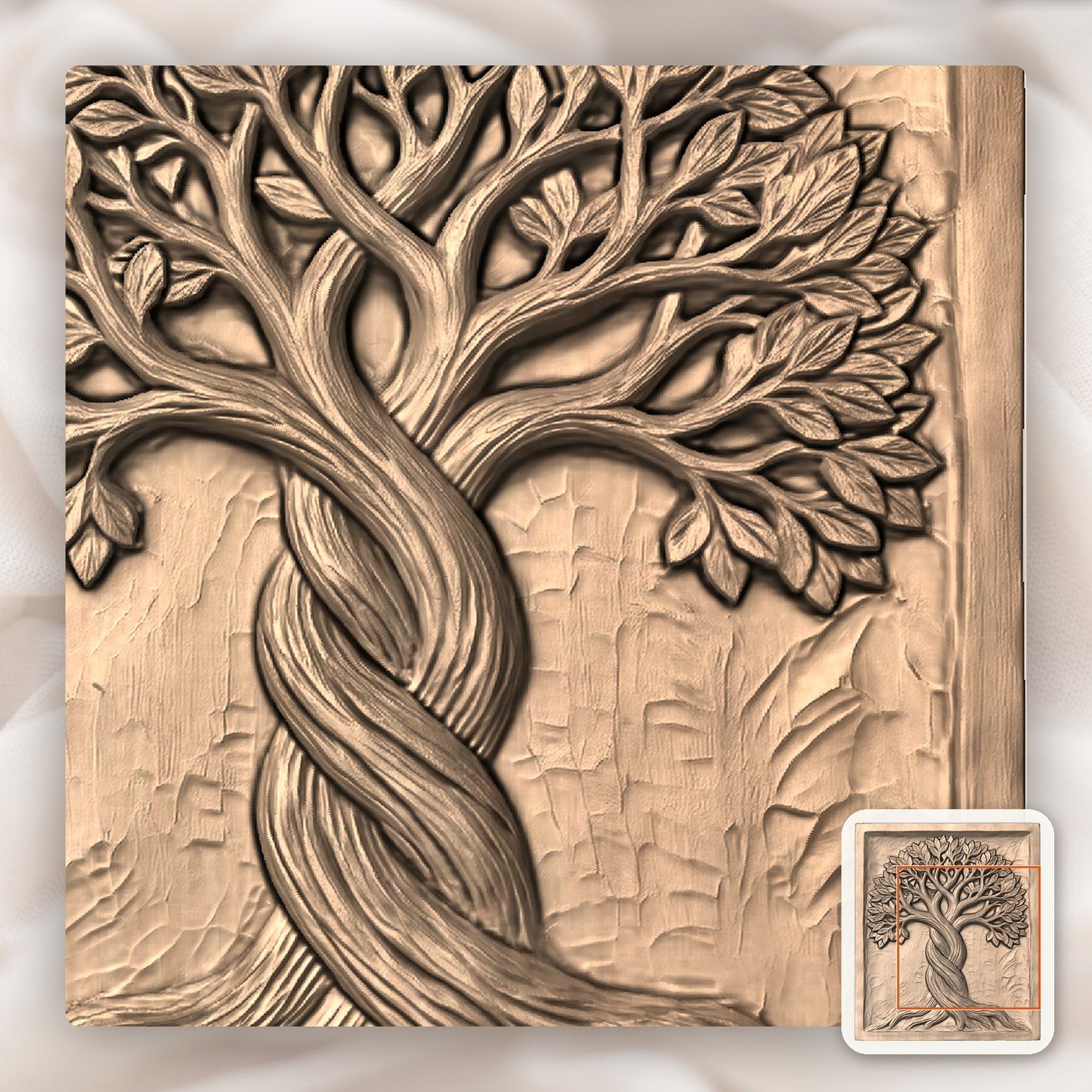 Majestic Tree of Life Twisting Yggdrasil Panel CNC Relief STL bas-relief STL — view 8