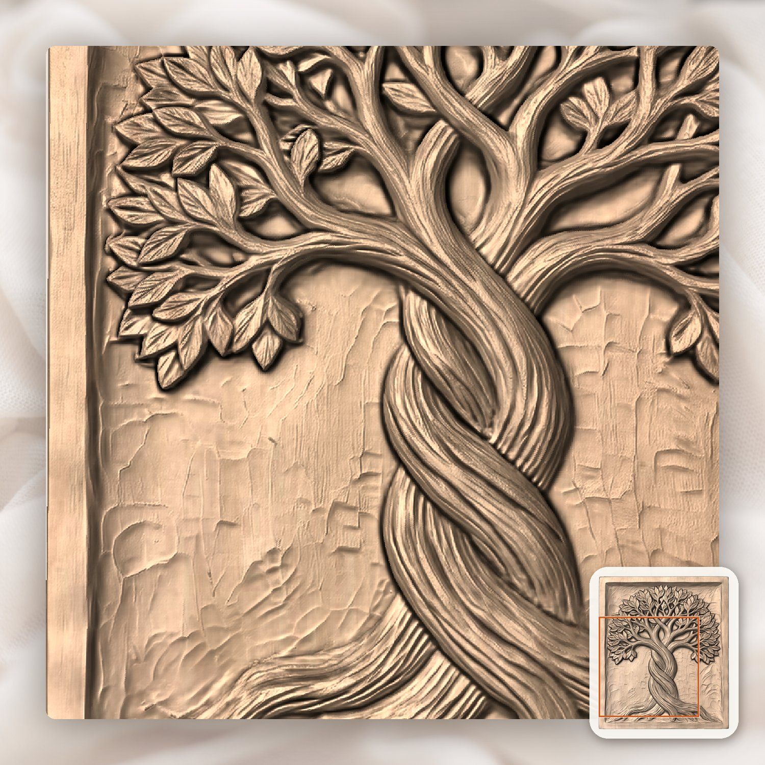 Majestic Tree of Life Twisting Yggdrasil Panel CNC Relief STL bas-relief STL — view 9