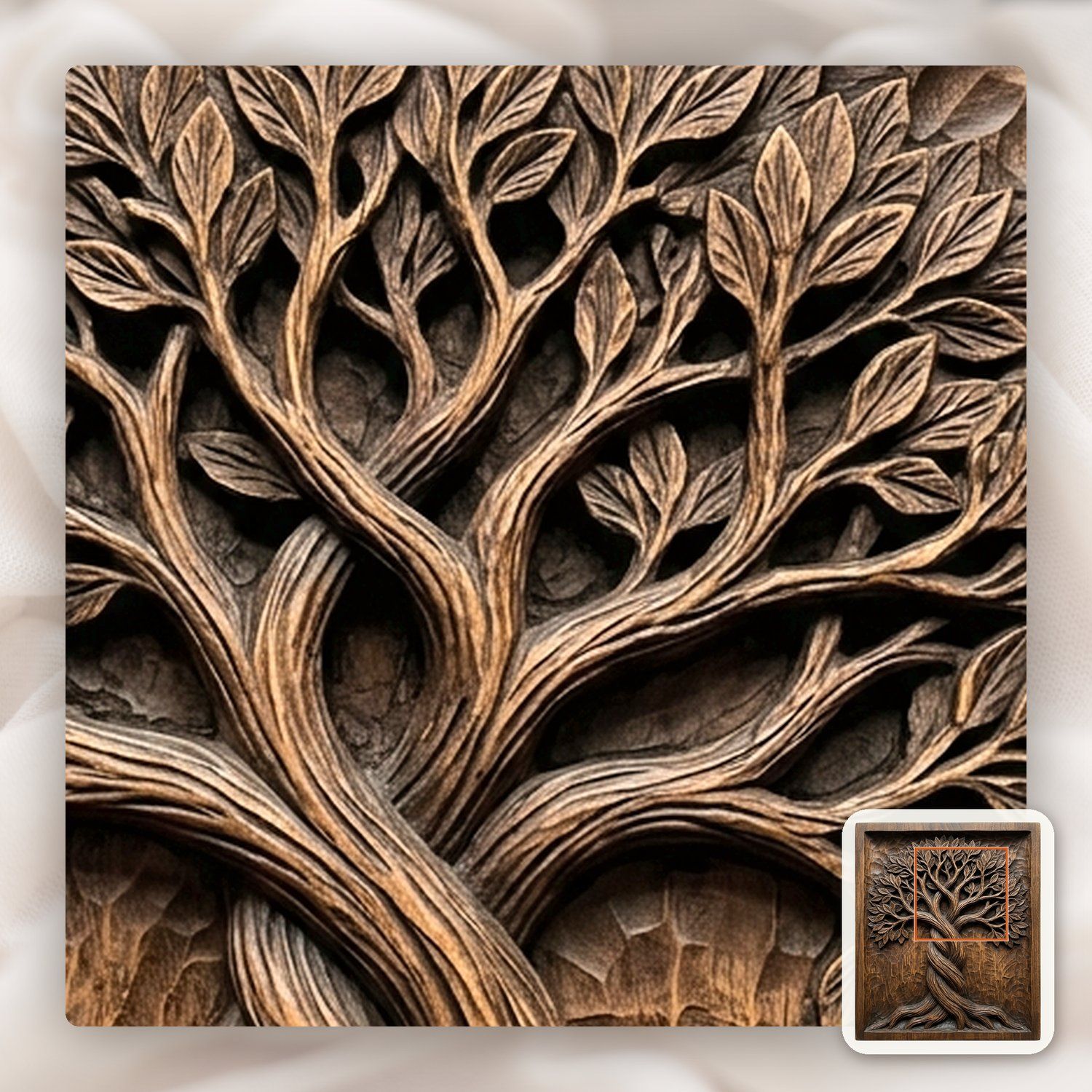 Majestic Tree of Life Twisting Yggdrasil Panel CNC Relief STL bas-relief STL — view 10