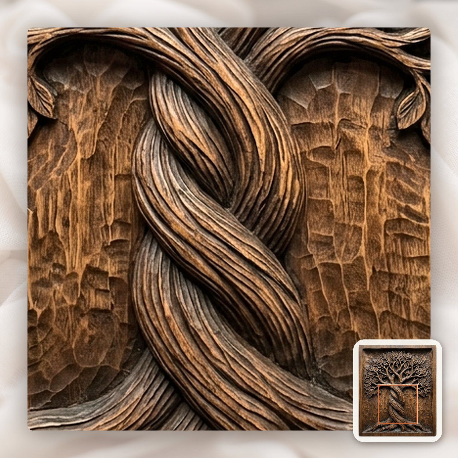 Majestic Tree of Life Twisting Yggdrasil Panel CNC Relief STL bas-relief STL — view 11