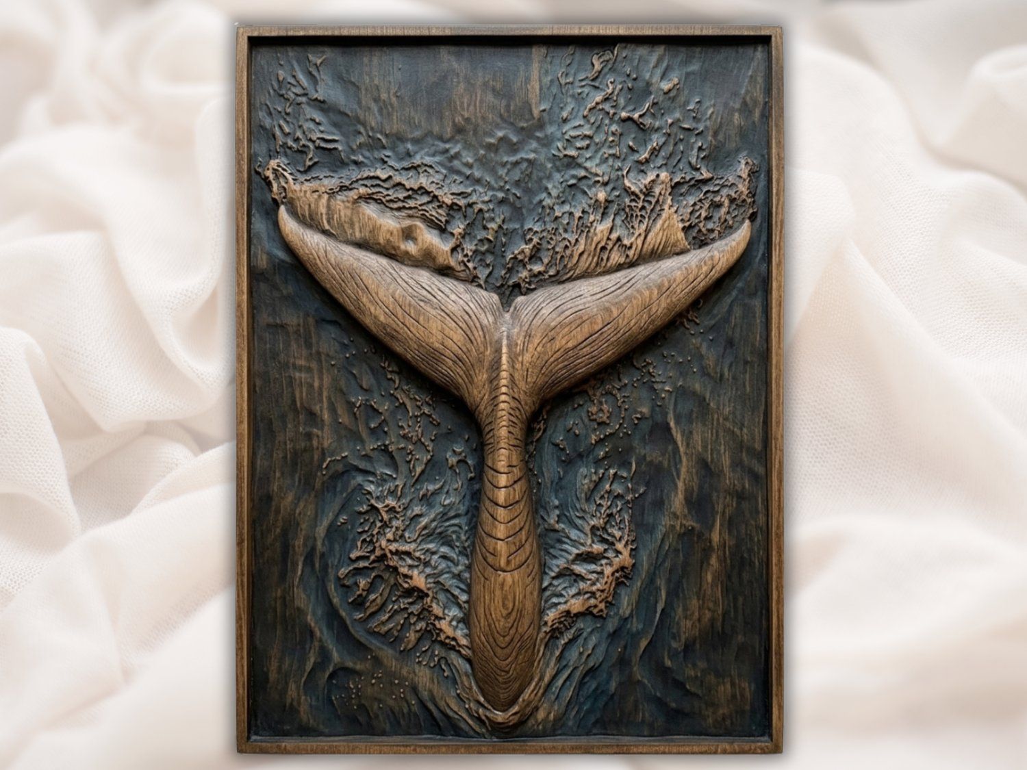 Majestic Whale Tail Breaching Ocean CNC Relief STL bas-relief STL — view 2