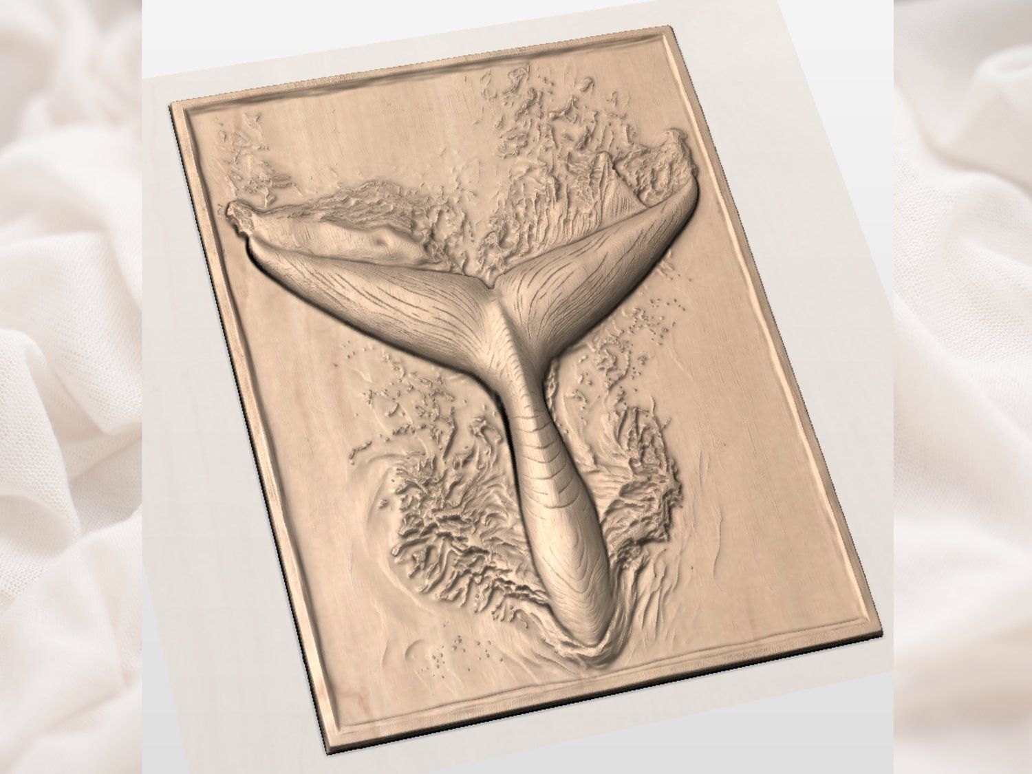 Majestic Whale Tail Breaching Ocean CNC Relief STL bas-relief STL — view 5