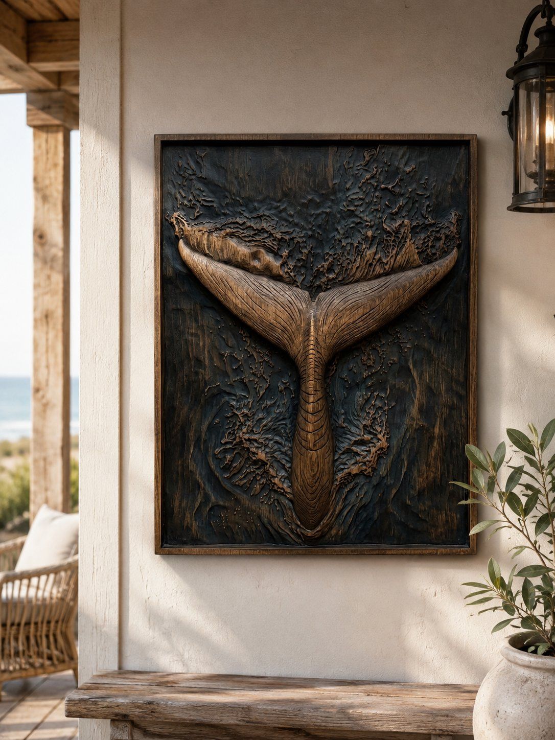 Majestic Whale Tail Breaching Ocean CNC Relief STL bas-relief STL — view 8