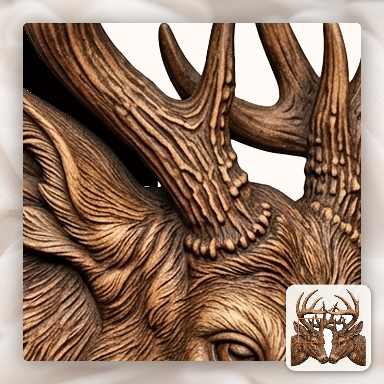 Majestic Whitetail Buck Deer Heads CNC Relief STL bas-relief STL — view 12