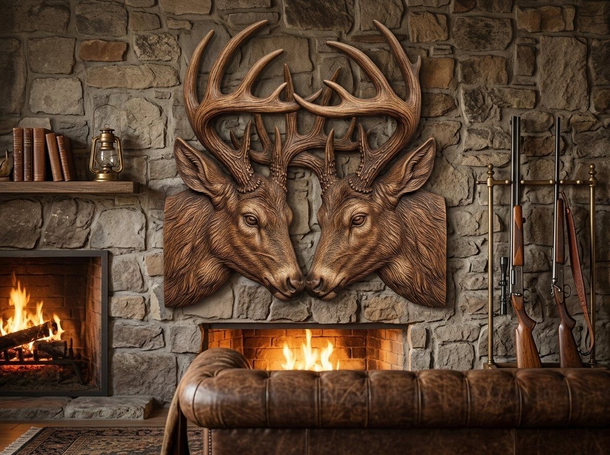 Majestic Whitetail Buck Deer Heads CNC Relief STL bas-relief STL — view 13