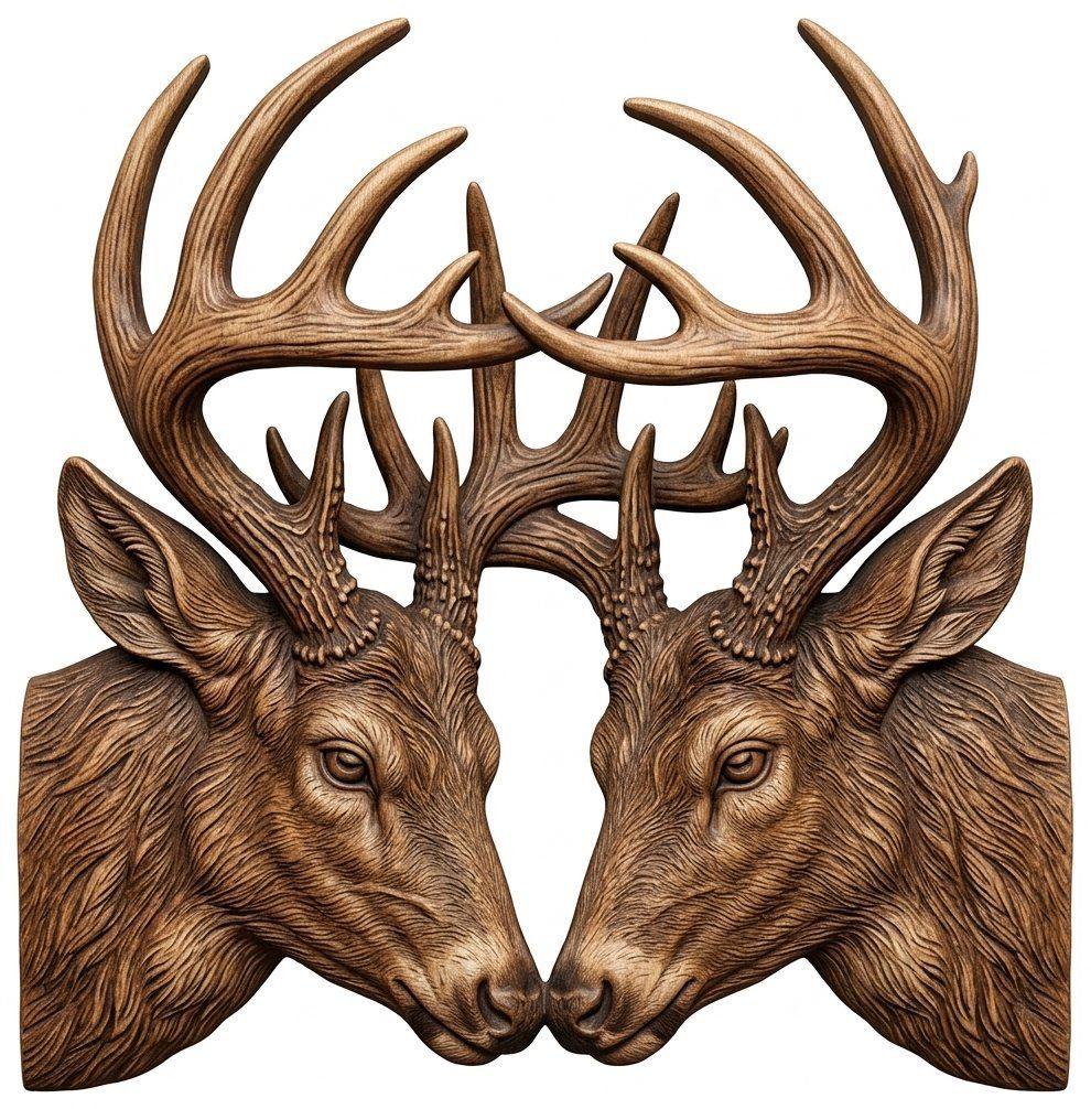 Majestic Whitetail Buck Deer Heads CNC Relief STL bas-relief STL design