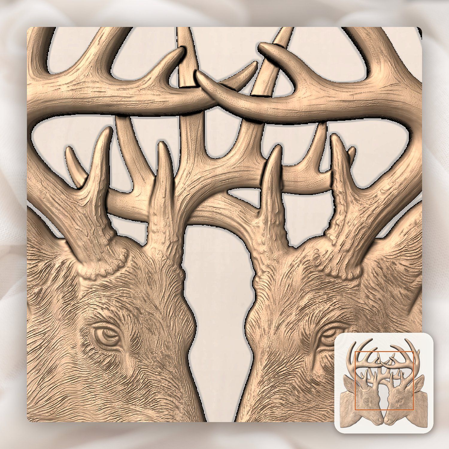Majestic Whitetail Buck Deer Heads CNC Relief STL bas-relief STL — view 7