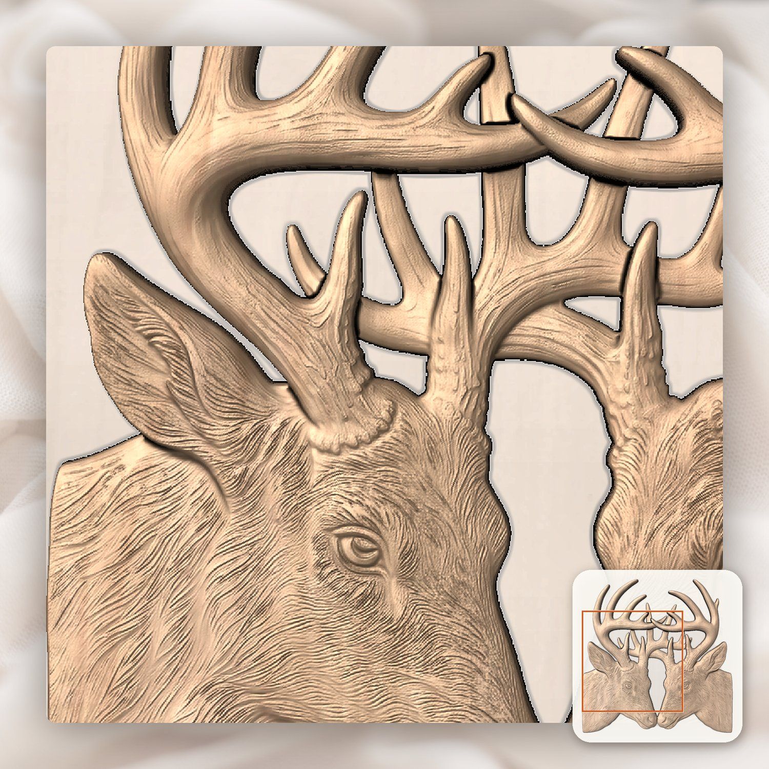 Majestic Whitetail Buck Deer Heads CNC Relief STL bas-relief STL — view 8