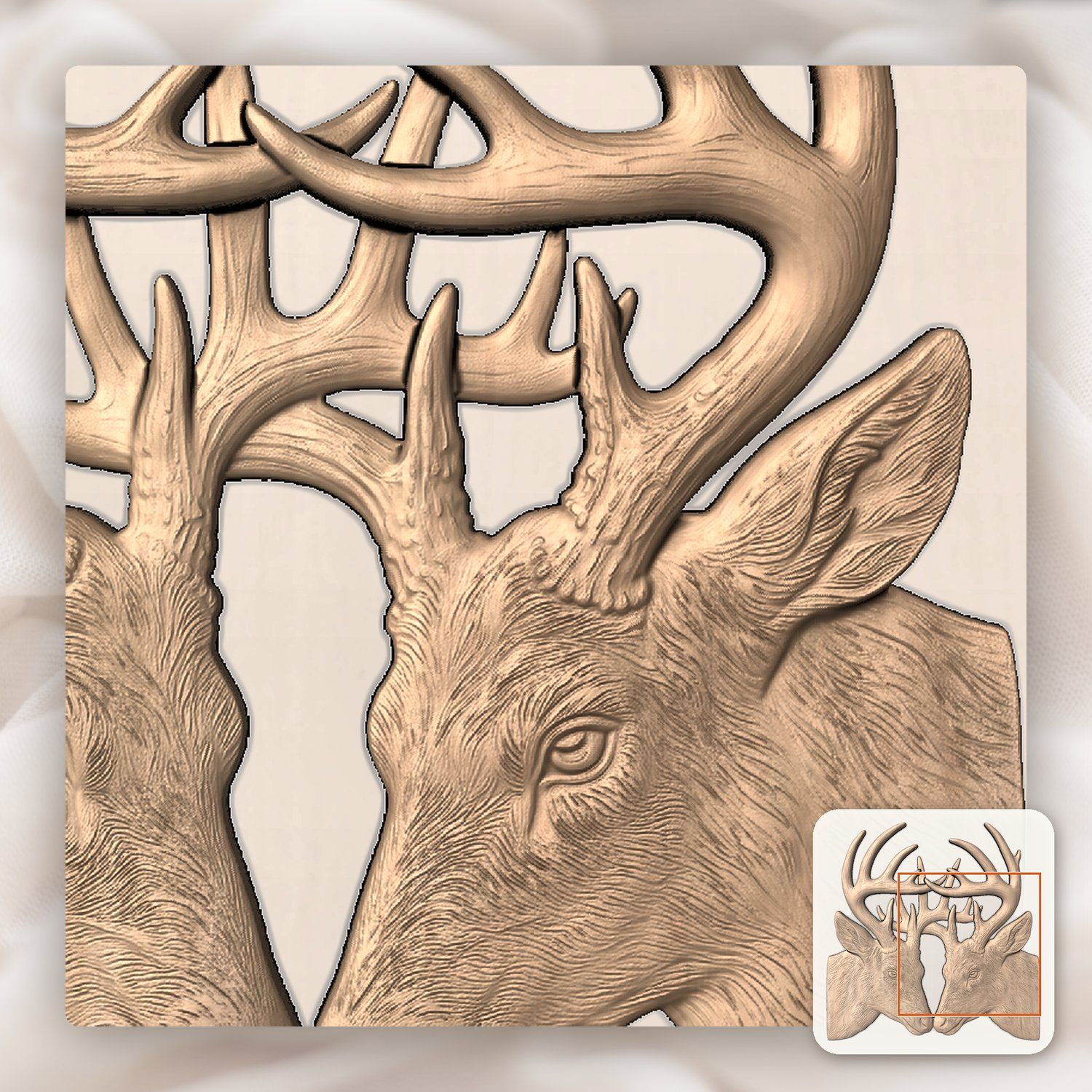 Majestic Whitetail Buck Deer Heads CNC Relief STL bas-relief STL — view 9