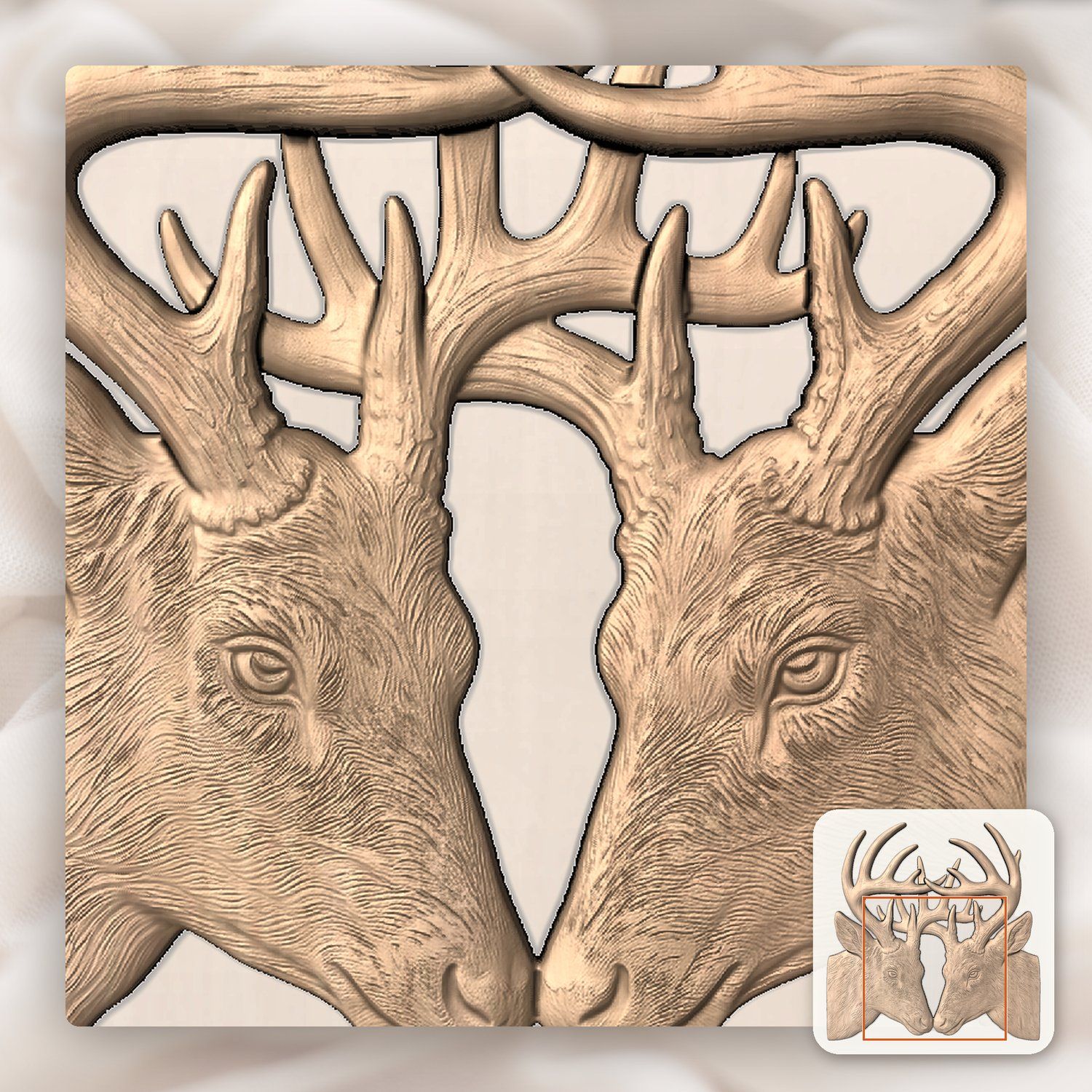 Majestic Whitetail Buck Deer Heads CNC Relief STL bas-relief STL — view 10