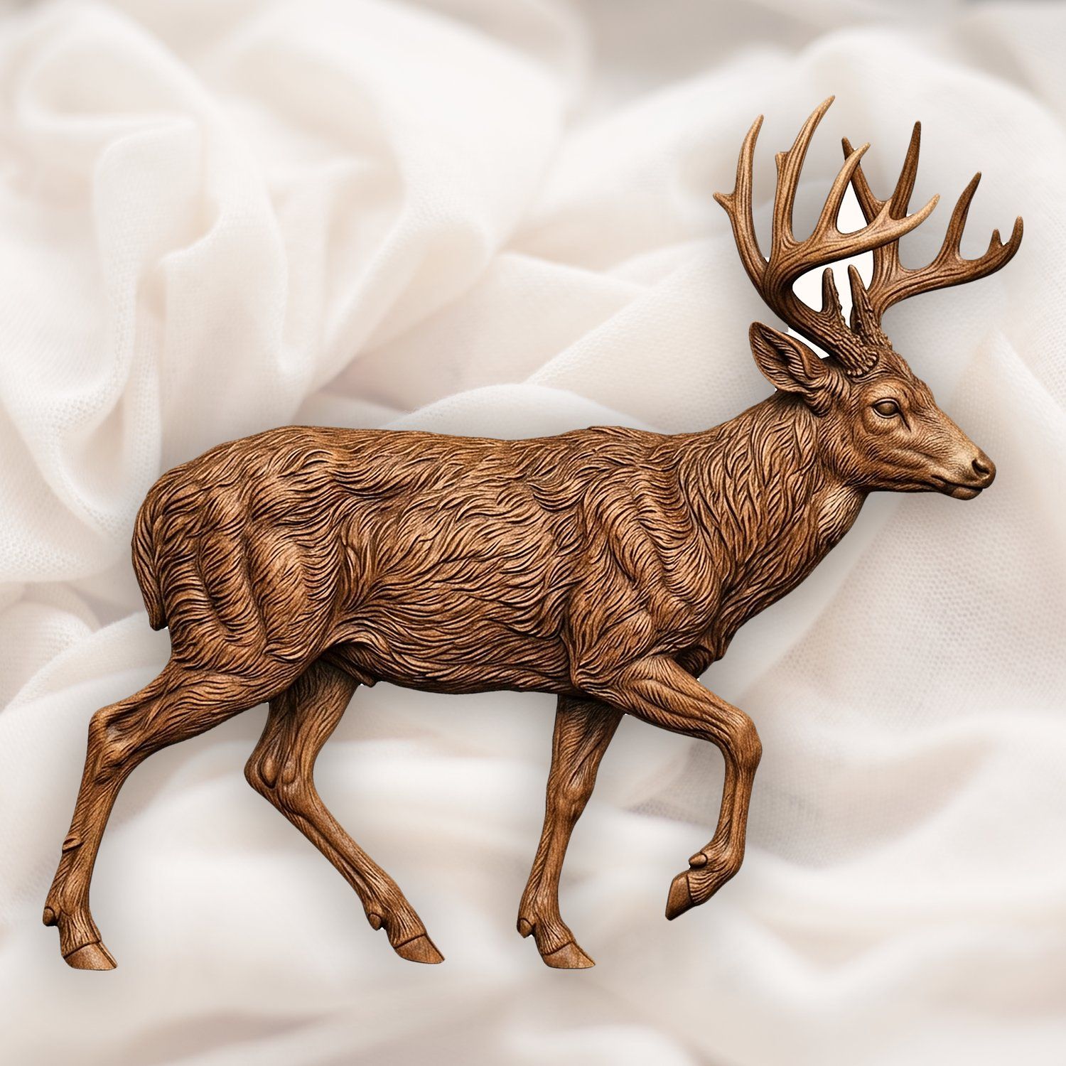 Majestic Whitetail Buck Mid-Stride CNC Relief STL bas-relief STL — view 4