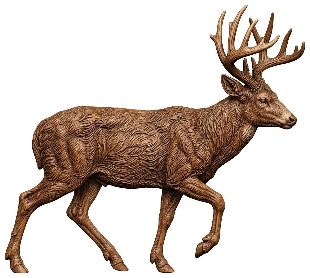 Majestic Whitetail Buck Mid-Stride CNC Relief STL bas-relief STL design