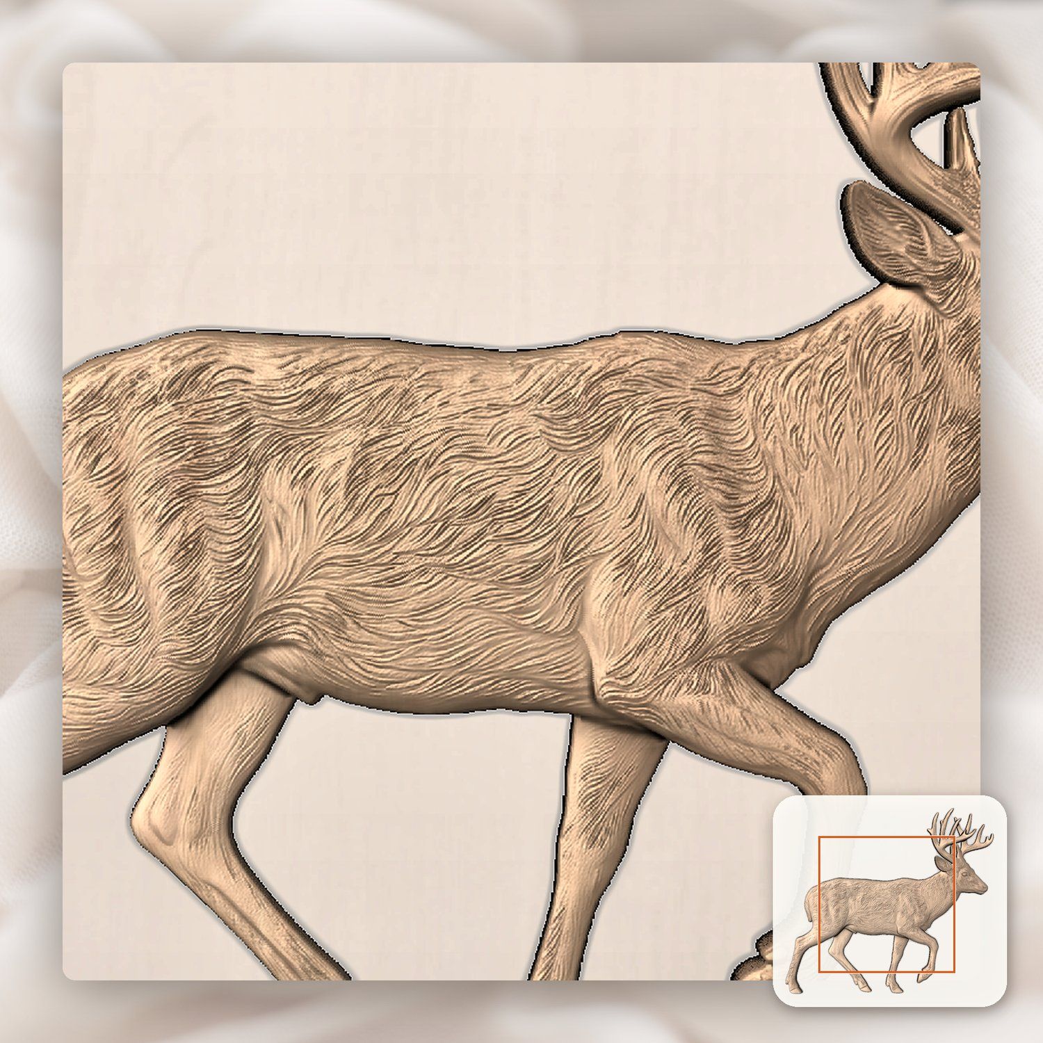 Majestic Whitetail Buck Mid-Stride CNC Relief STL bas-relief STL — view 7