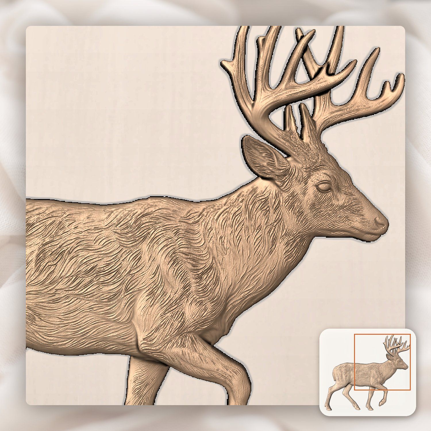 Majestic Whitetail Buck Mid-Stride CNC Relief STL bas-relief STL — view 8