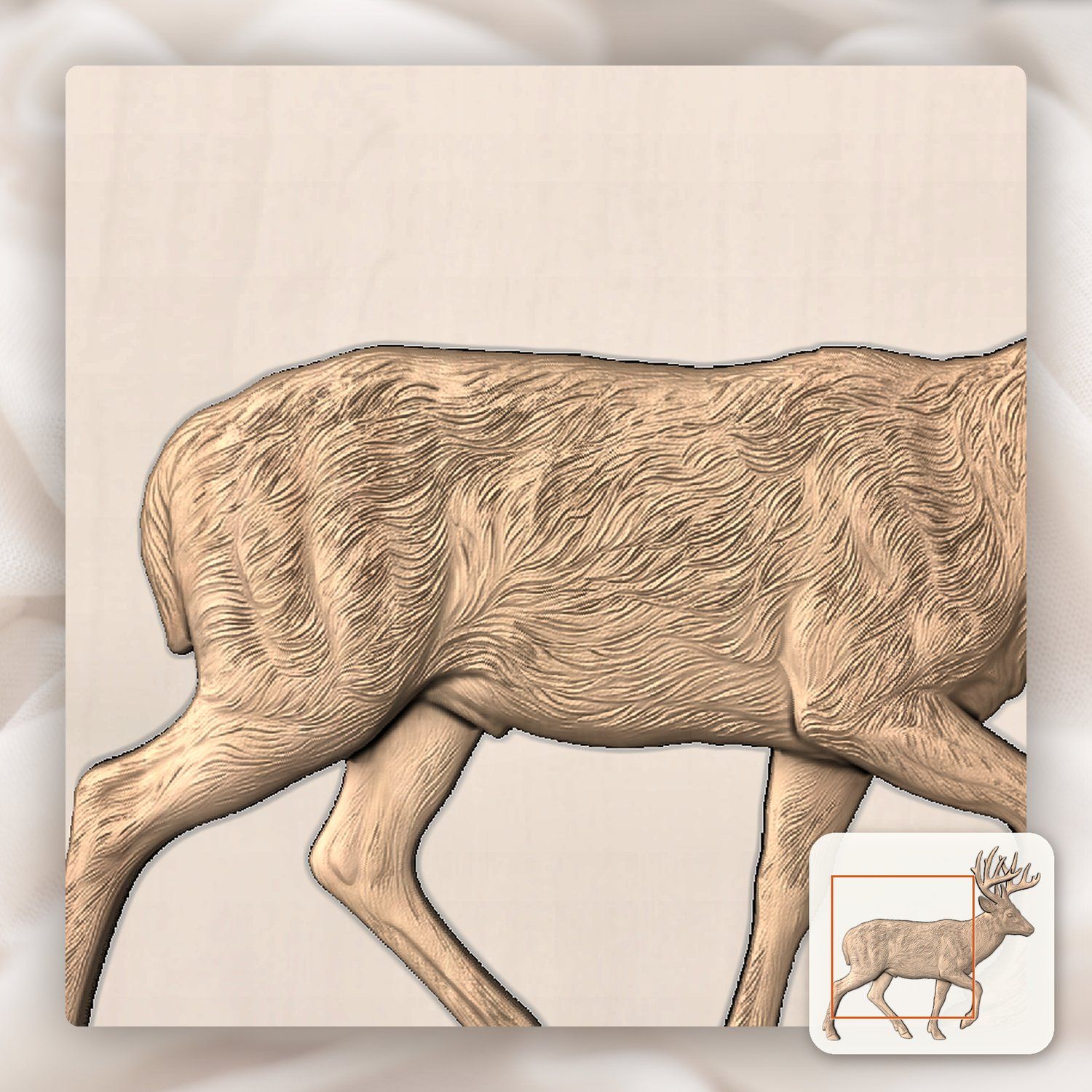 Majestic Whitetail Buck Mid-Stride CNC Relief STL bas-relief STL — view 9