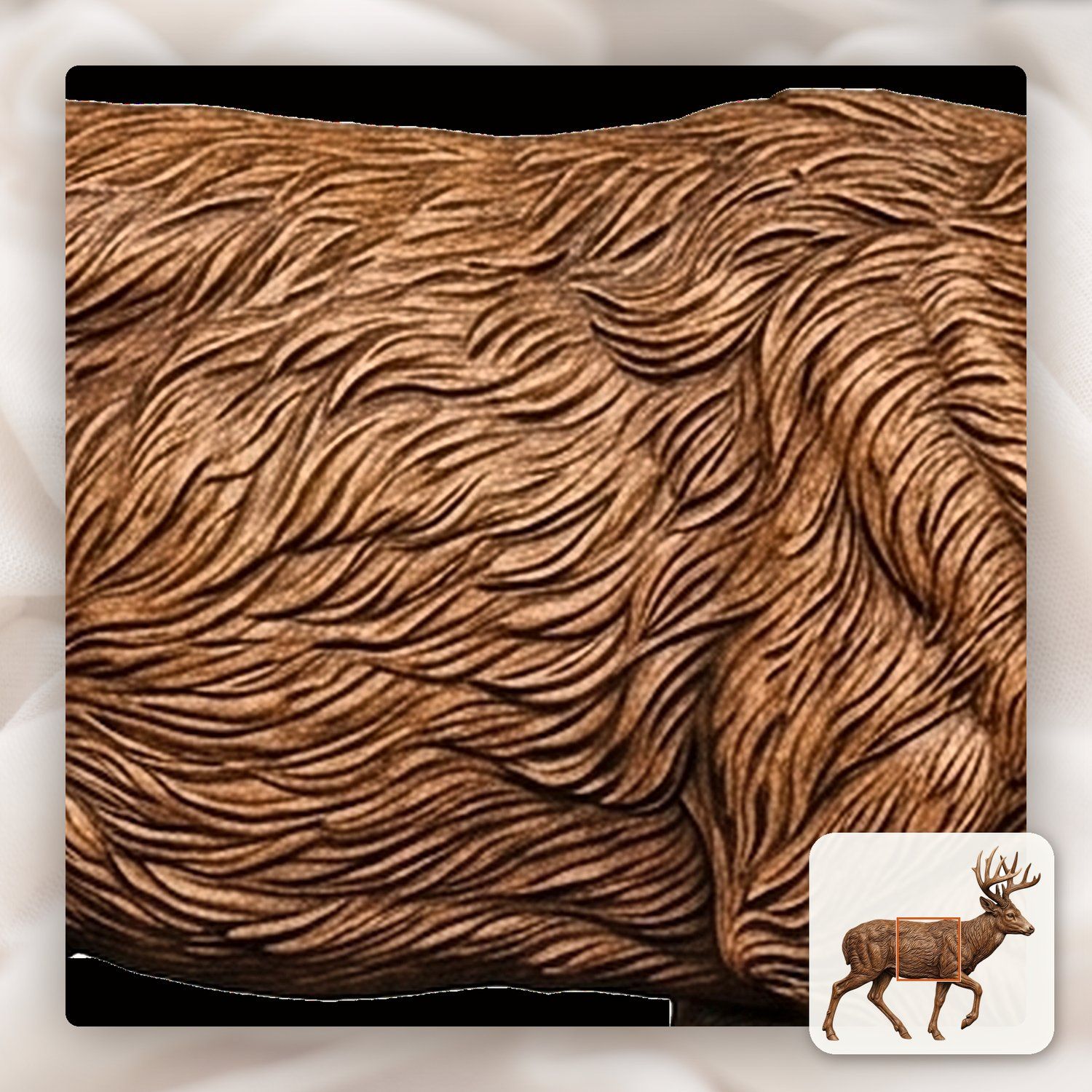 Majestic Whitetail Buck Mid-Stride CNC Relief STL bas-relief STL — view 11