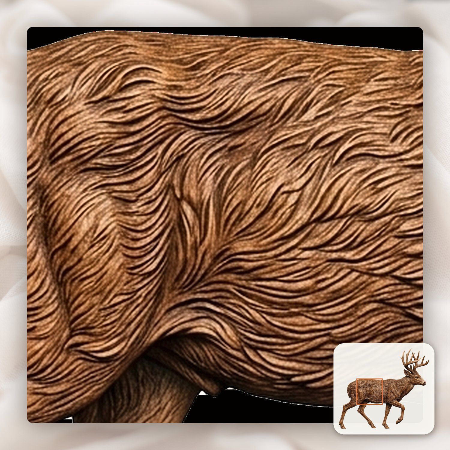 Majestic Whitetail Buck Mid-Stride CNC Relief STL bas-relief STL — view 12