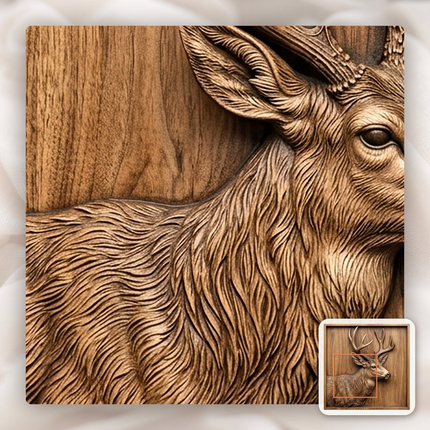 Majestic Whitetail Buck Wildlife Scene CNC Relief STL bas-relief STL — view 9