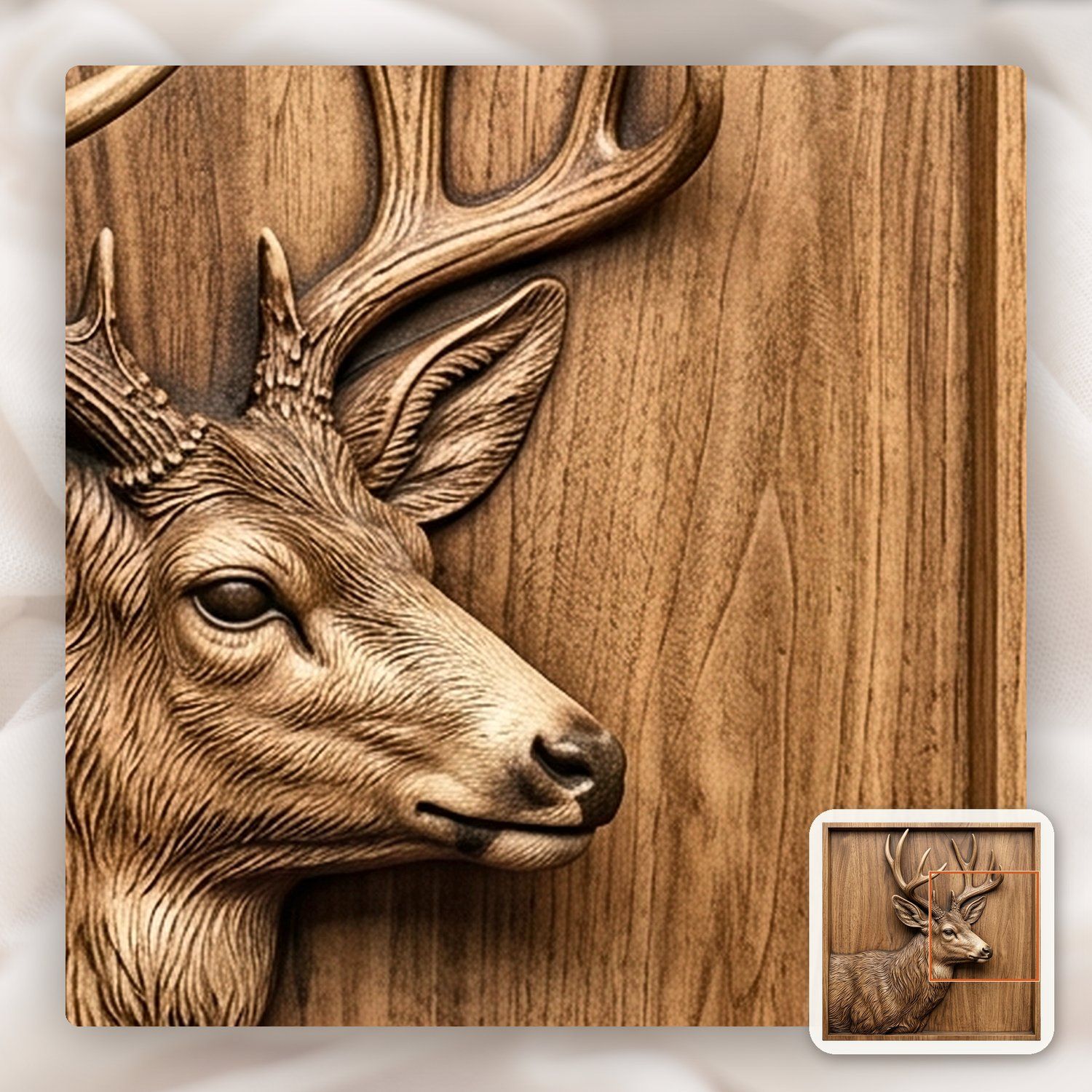 Majestic Whitetail Buck Wildlife Scene CNC Relief STL bas-relief STL — view 10