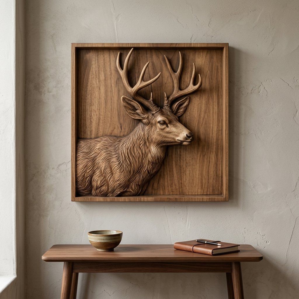 Majestic Whitetail Buck Wildlife Scene CNC Relief STL bas-relief STL — view 12