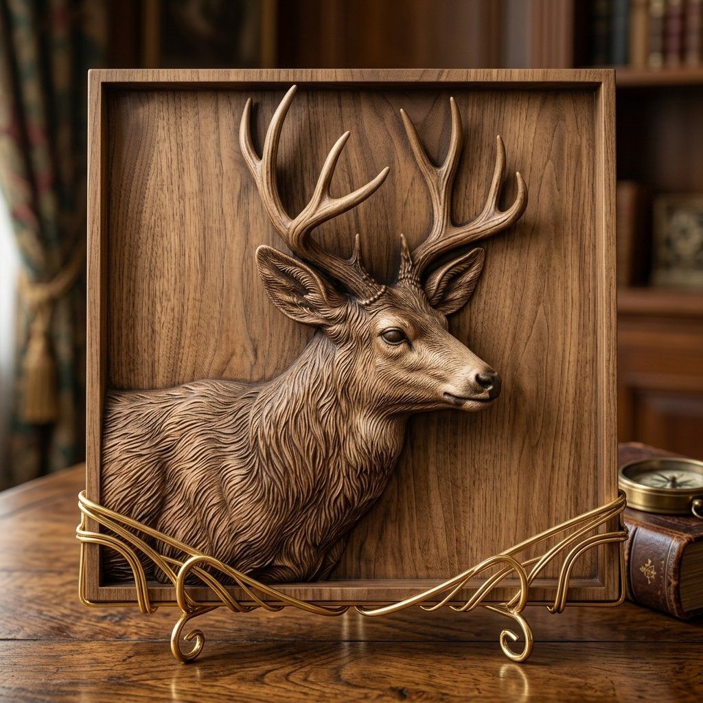 Majestic Whitetail Buck Wildlife Scene CNC Relief STL bas-relief STL — view 13