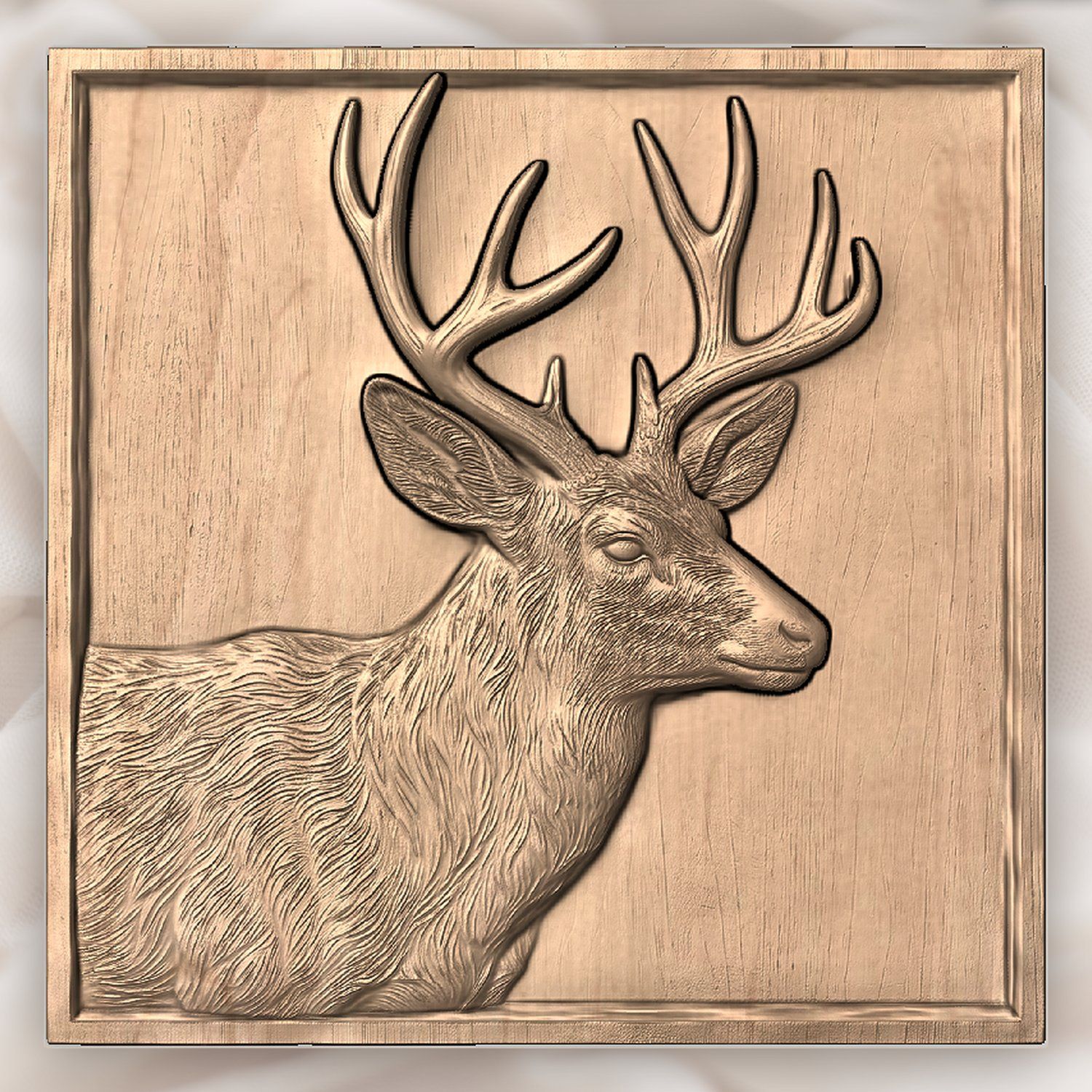 Majestic Whitetail Buck Wildlife Scene CNC Relief STL bas-relief STL — view 2