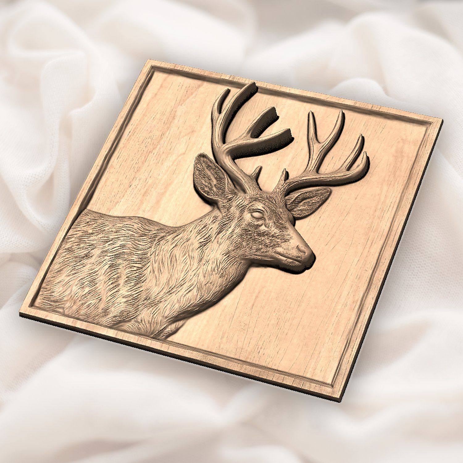 Majestic Whitetail Buck Wildlife Scene CNC Relief STL bas-relief STL — view 3