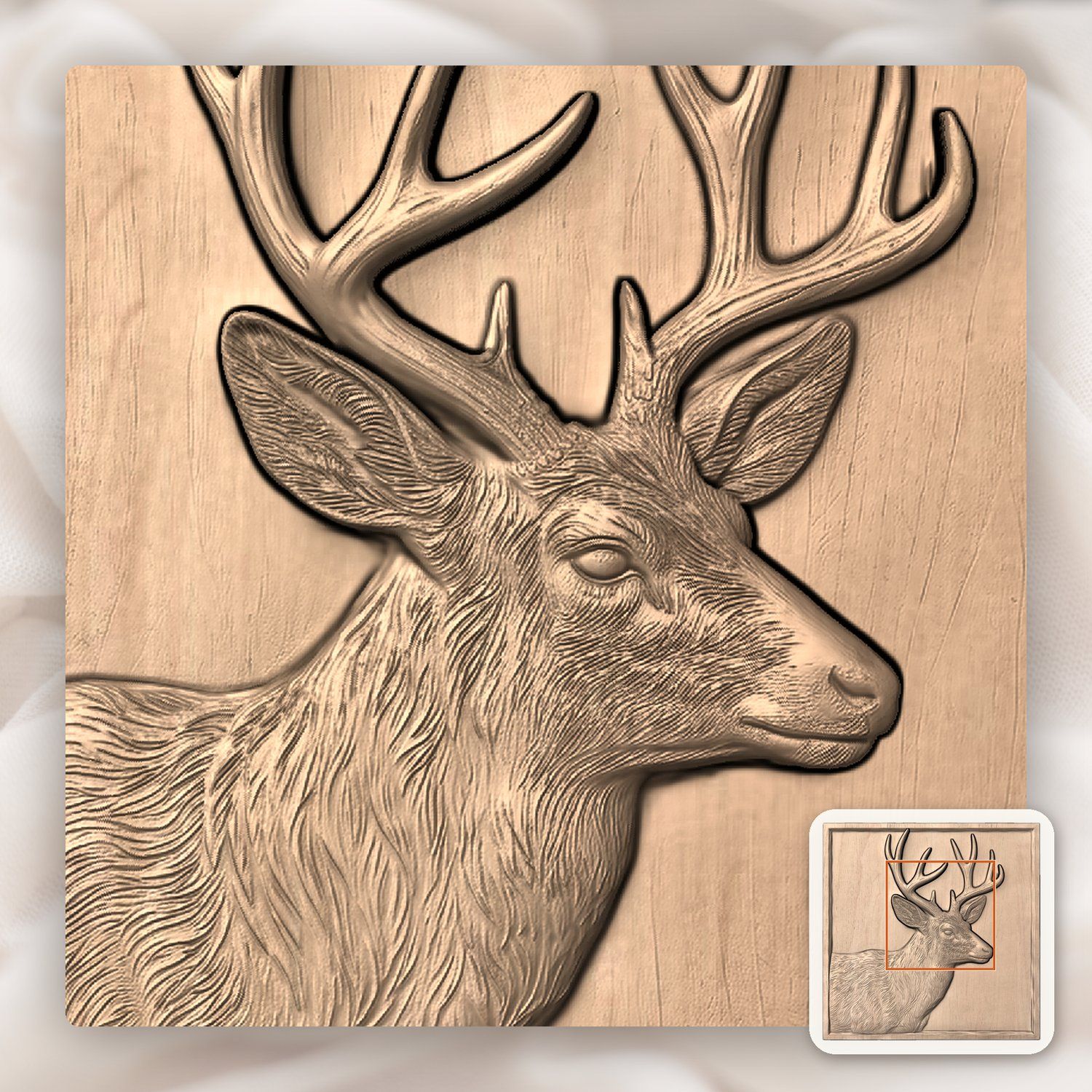 Majestic Whitetail Buck Wildlife Scene CNC Relief STL bas-relief STL — view 4
