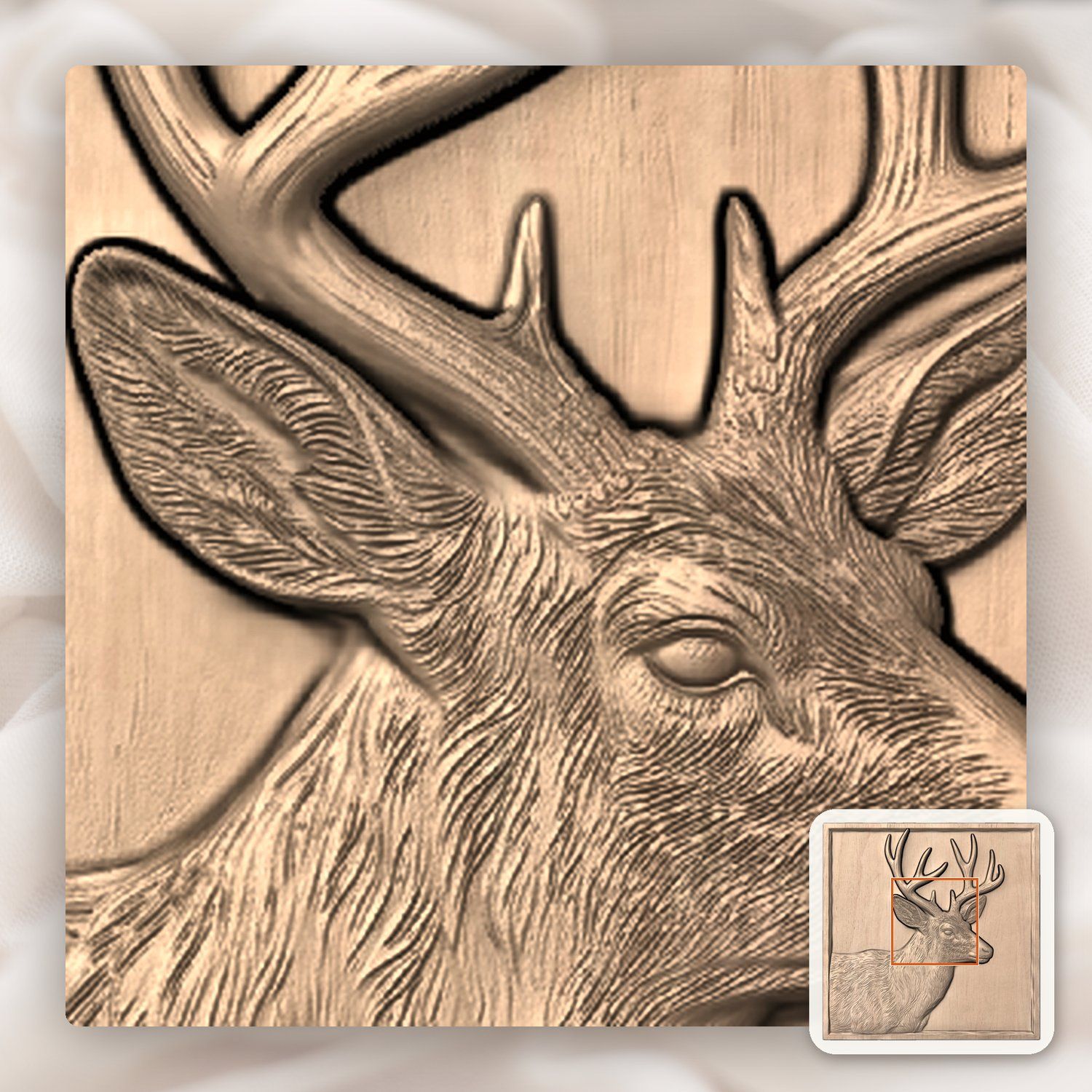 Majestic Whitetail Buck Wildlife Scene CNC Relief STL bas-relief STL — view 5