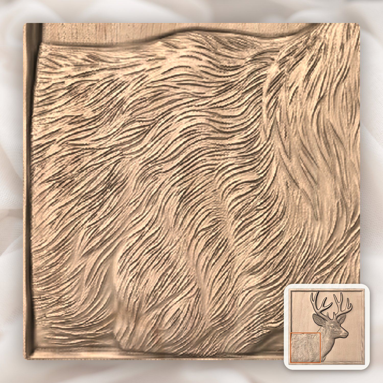Majestic Whitetail Buck Wildlife Scene CNC Relief STL bas-relief STL — view 6