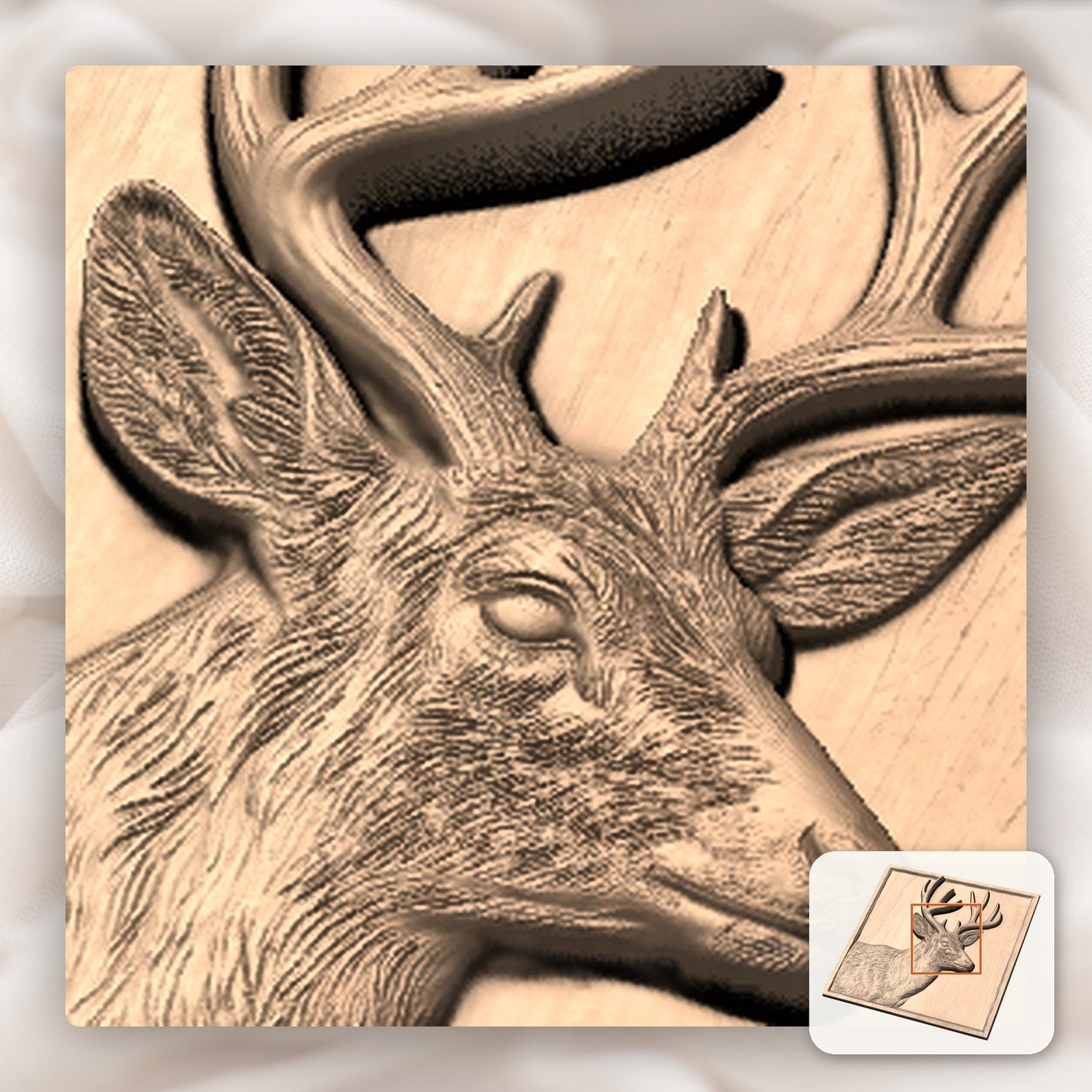 Majestic Whitetail Buck Wildlife Scene CNC Relief STL bas-relief STL — view 7