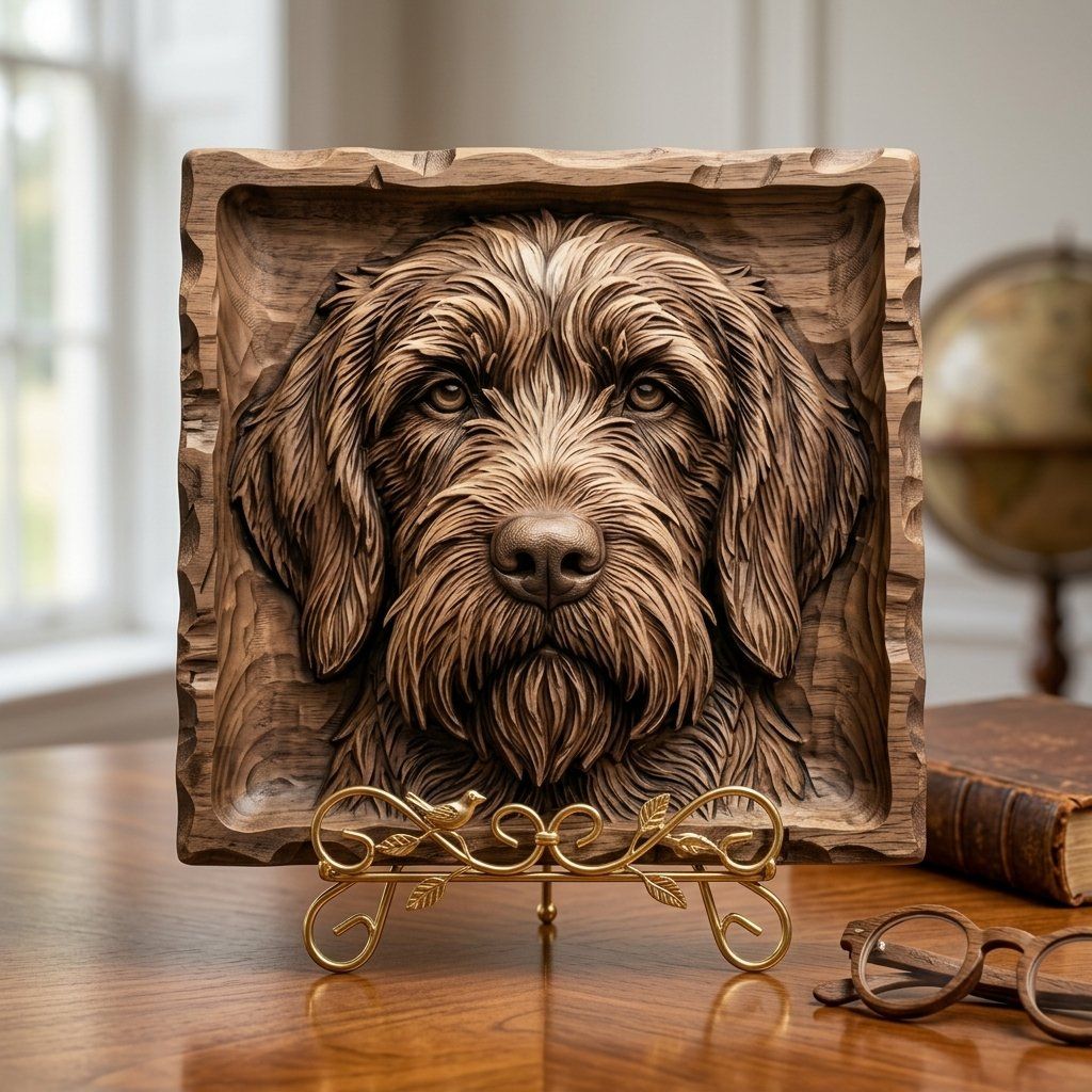 Majestic Wirehaired Pointing Griffon Hunting Dog CNC Relief STL bas-relief STL — view 13