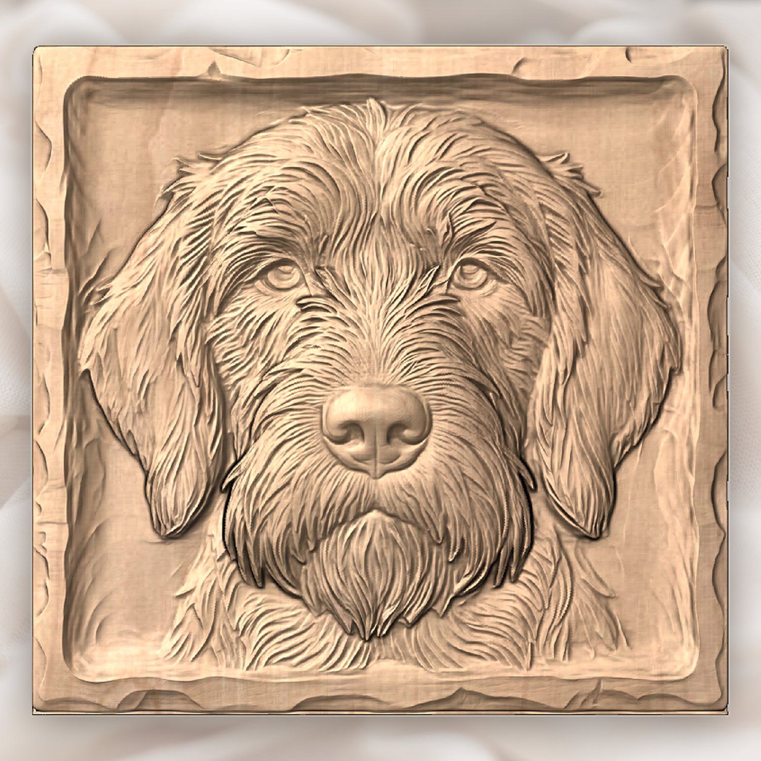 Majestic Wirehaired Pointing Griffon Hunting Dog CNC Relief STL bas-relief STL — view 3
