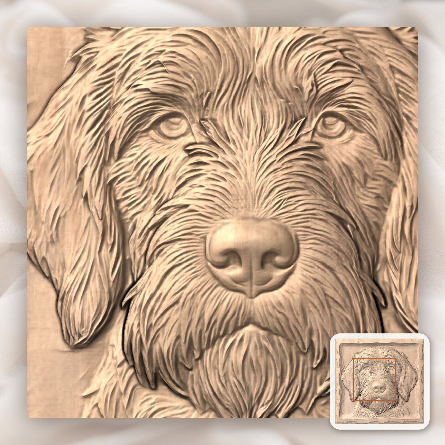 Majestic Wirehaired Pointing Griffon Hunting Dog CNC Relief STL bas-relief STL — view 5