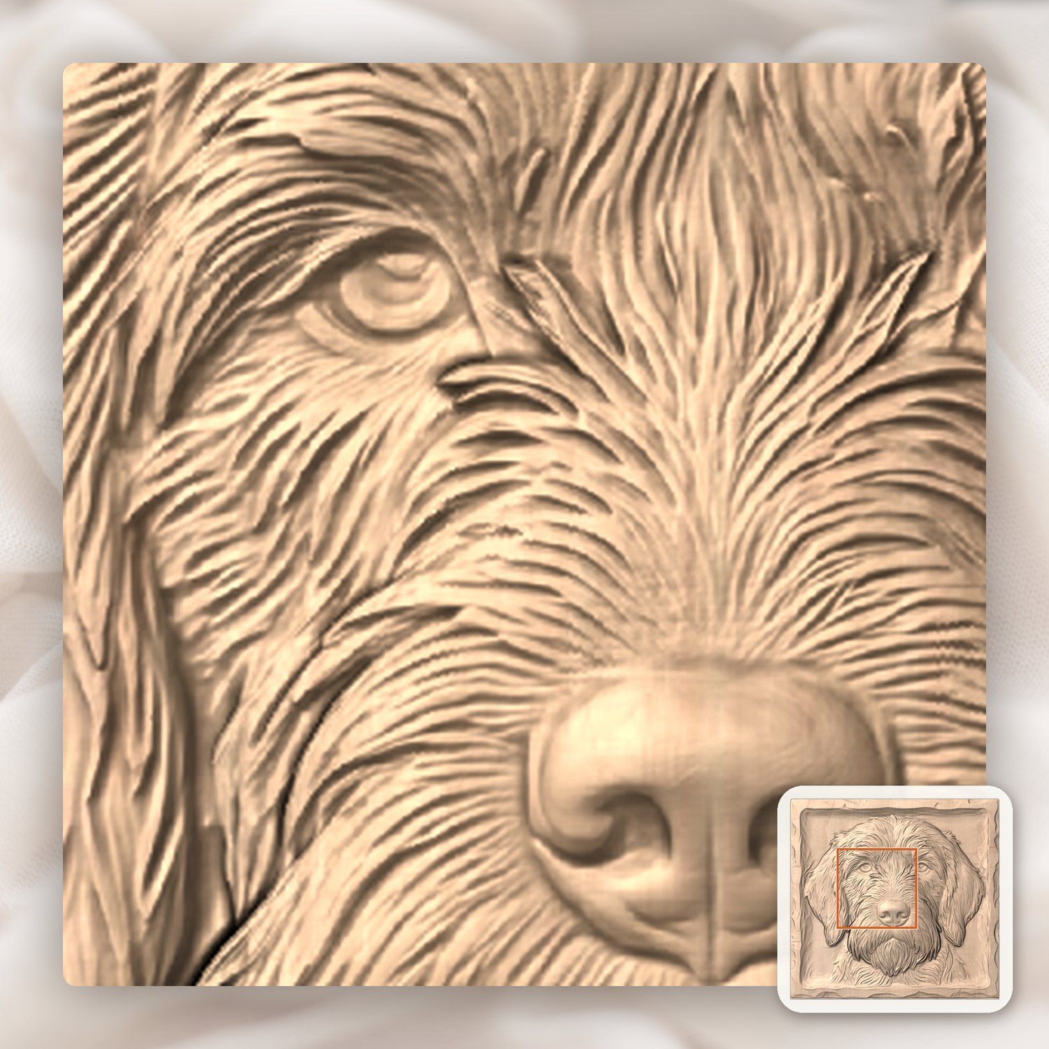 Majestic Wirehaired Pointing Griffon Hunting Dog CNC Relief STL bas-relief STL — view 6