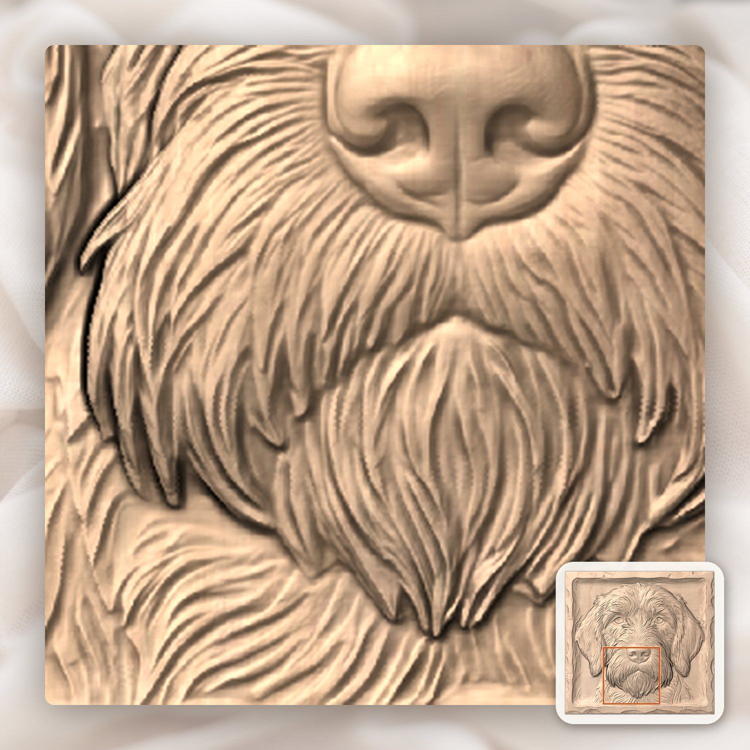Majestic Wirehaired Pointing Griffon Hunting Dog CNC Relief STL bas-relief STL — view 7