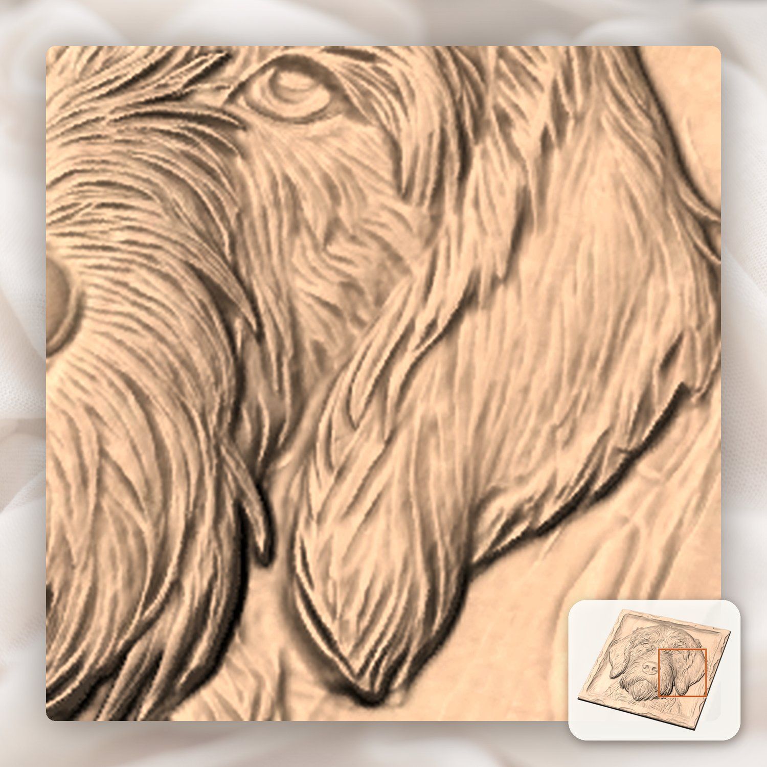 Majestic Wirehaired Pointing Griffon Hunting Dog CNC Relief STL bas-relief STL — view 9