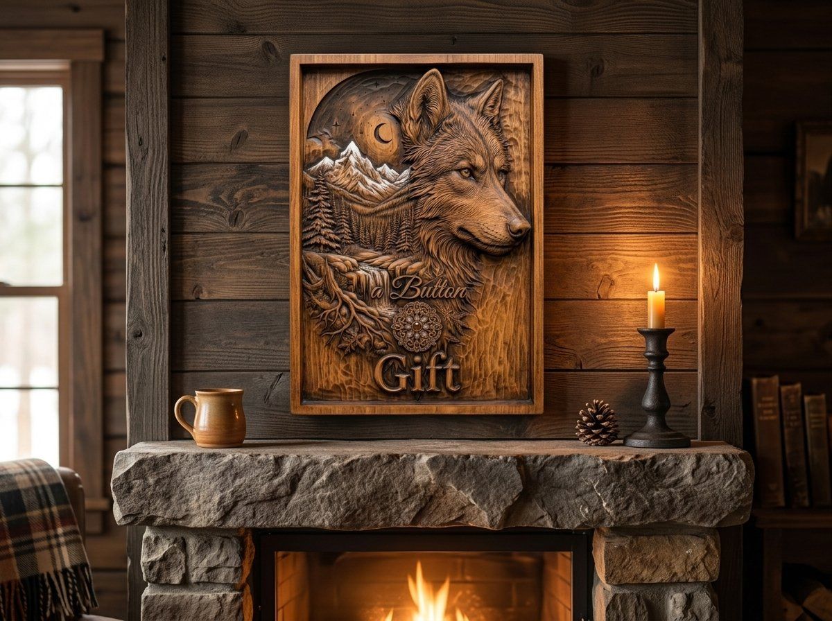 Majestic Wolf Wilderness Moonlight Landscape CNC Relief STL bas-relief STL — view 13