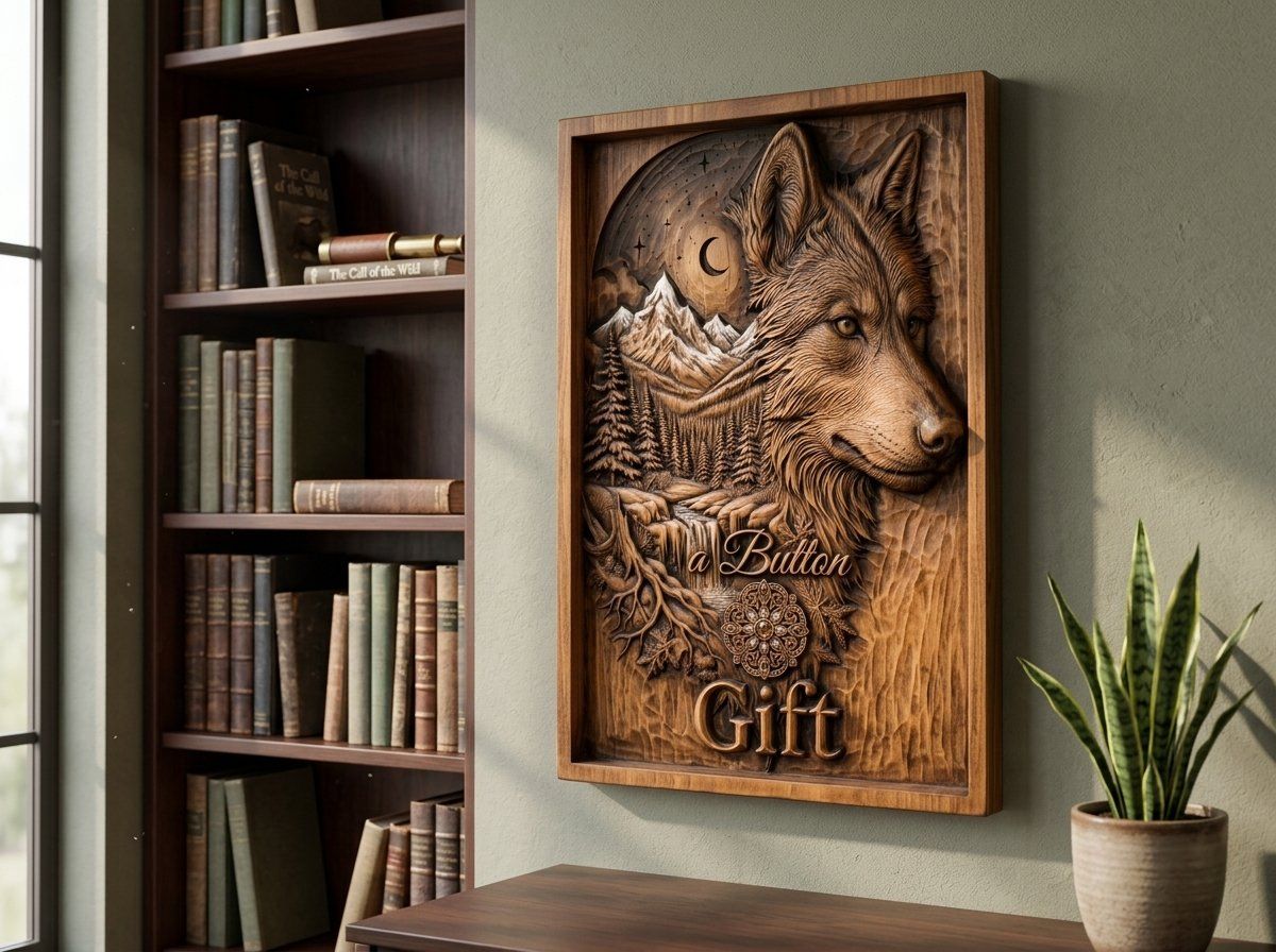 Majestic Wolf Wilderness Moonlight Landscape CNC Relief STL bas-relief STL — view 14