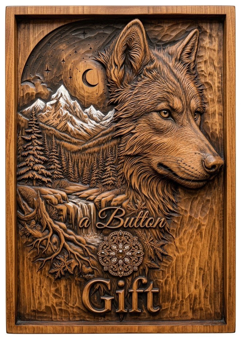 Majestic Wolf Wilderness Moonlight Landscape CNC Relief STL bas-relief STL — view 4