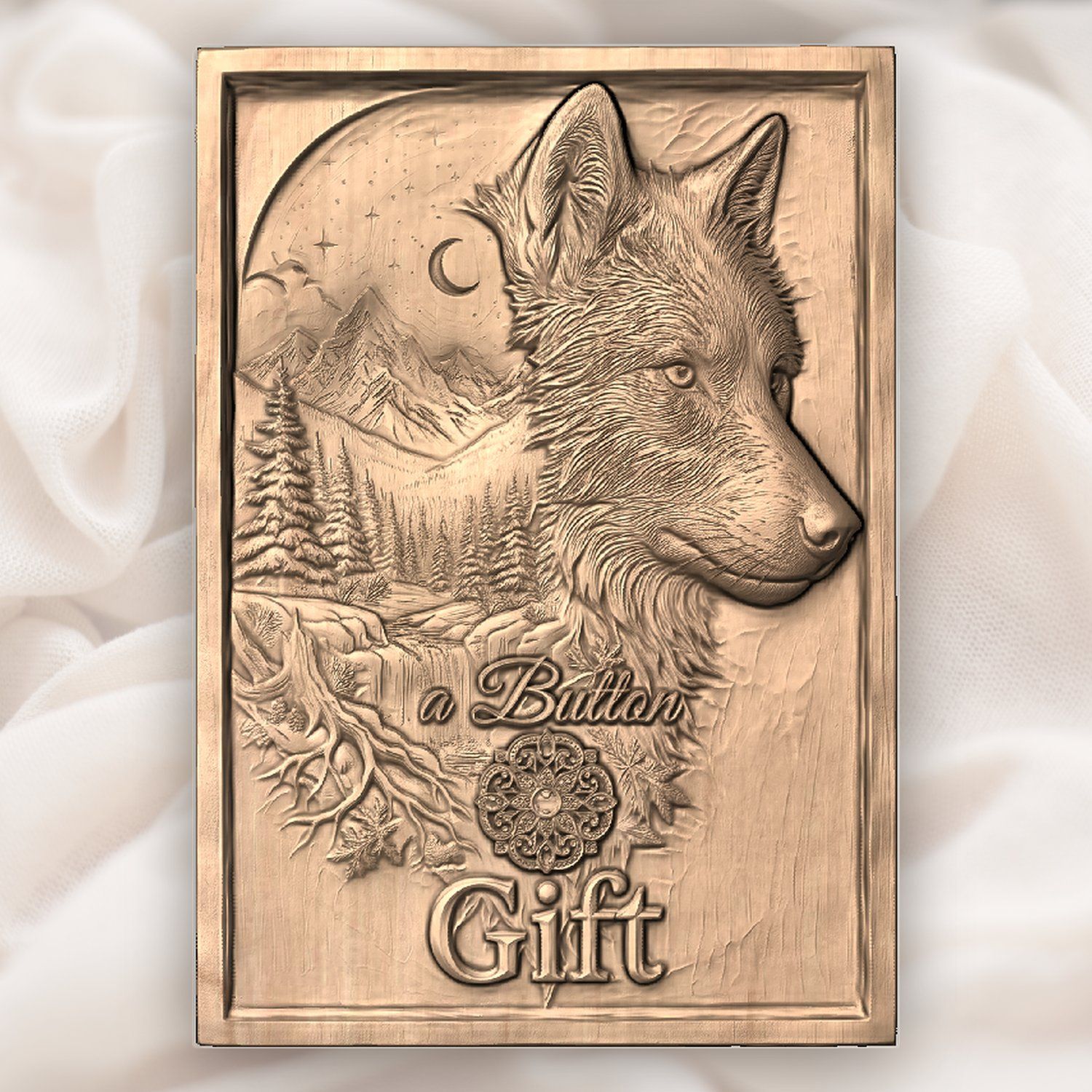 Majestic Wolf Wilderness Moonlight Landscape CNC Relief STL bas-relief STL — view 5