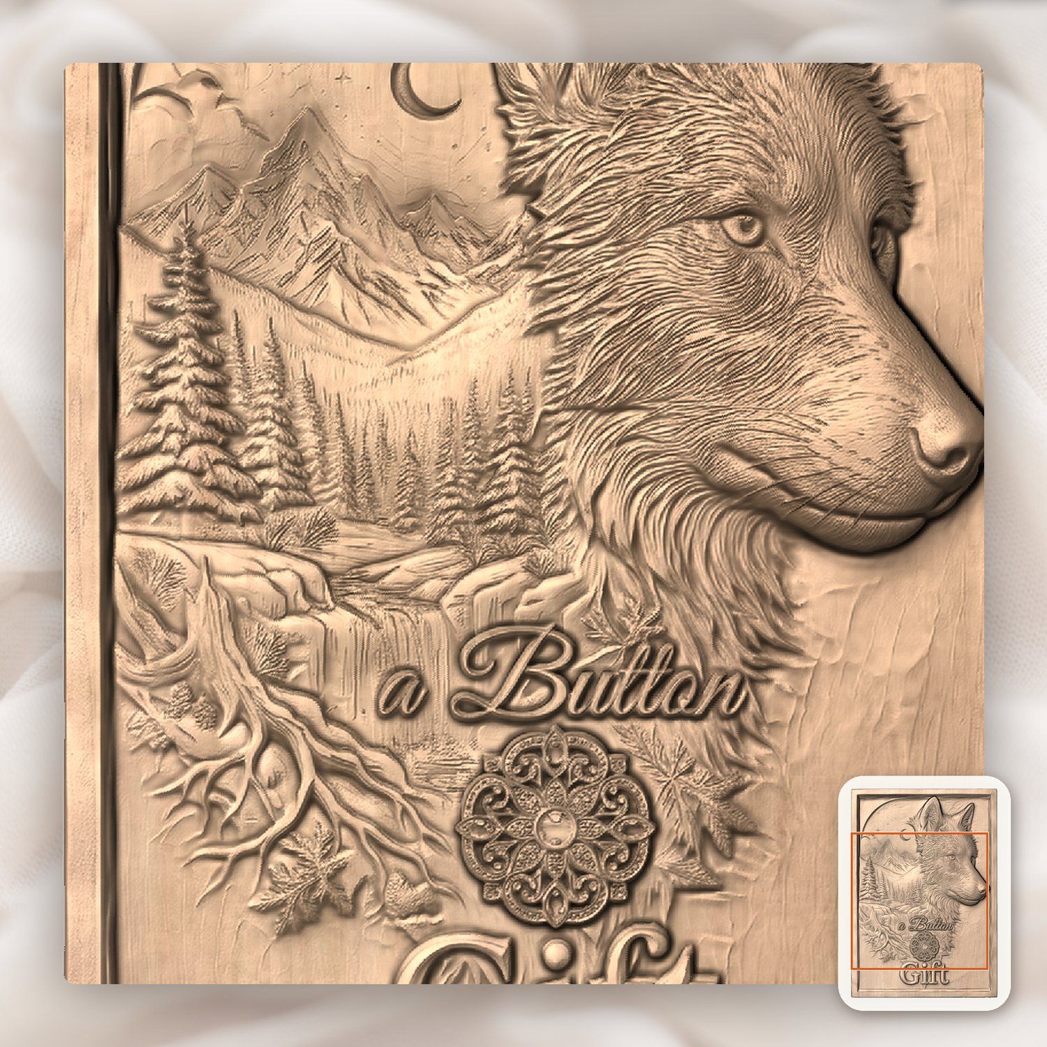 Majestic Wolf Wilderness Moonlight Landscape CNC Relief STL bas-relief STL — view 7