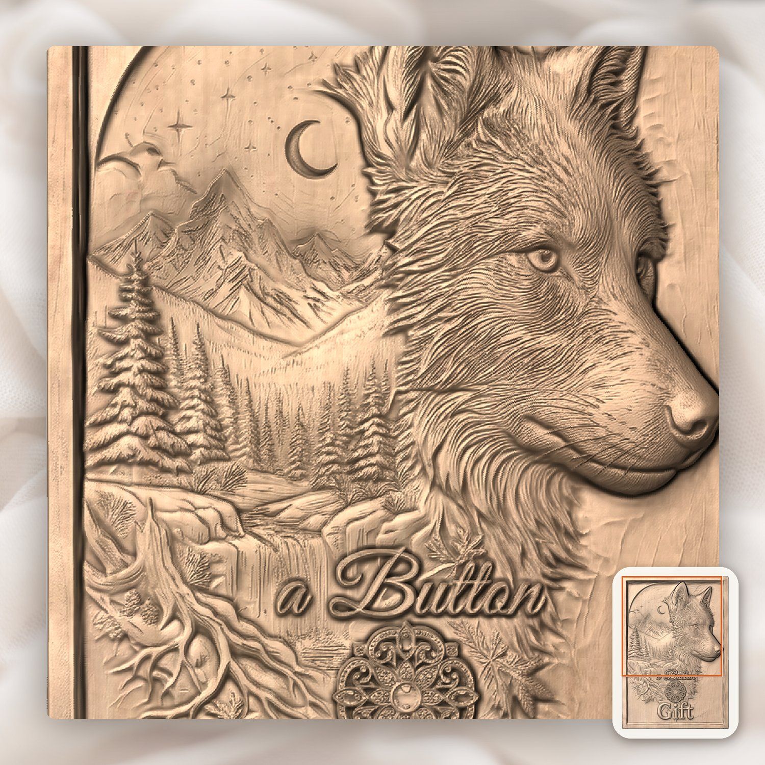 Majestic Wolf Wilderness Moonlight Landscape CNC Relief STL bas-relief STL — view 9