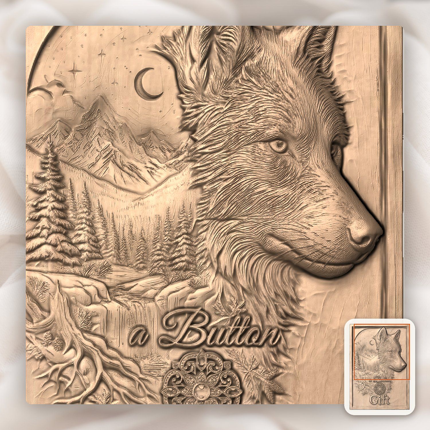 Majestic Wolf Wilderness Moonlight Landscape CNC Relief STL bas-relief STL — view 10