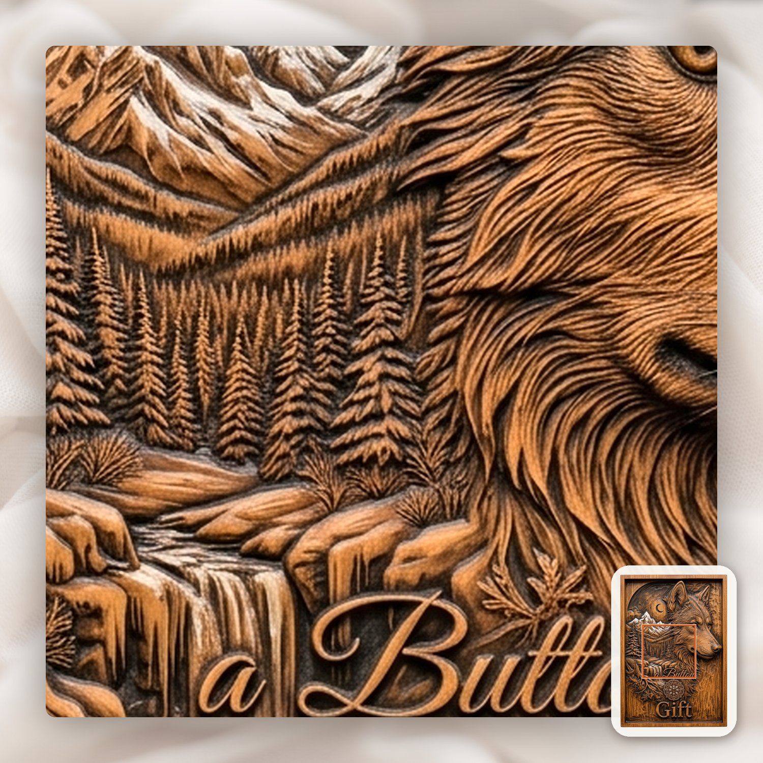 Majestic Wolf Wilderness Moonlight Landscape CNC Relief STL bas-relief STL — view 11