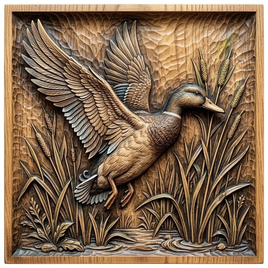 Mallard Drake Flight CNC Relief STL bas-relief STL — view 4