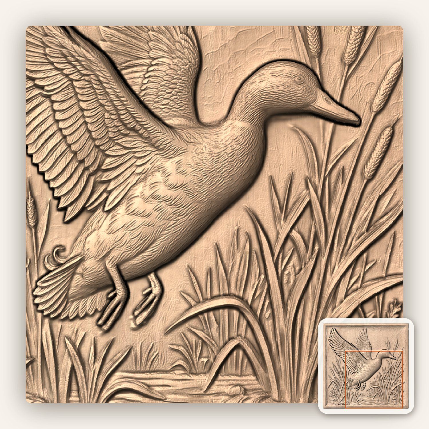 Mallard Drake Flight CNC Relief STL bas-relief STL — view 8