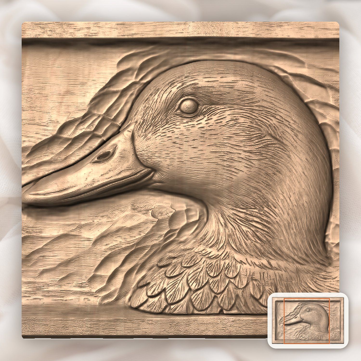 Mallard Drake Profile CNC Relief STL bas-relief STL — view 7